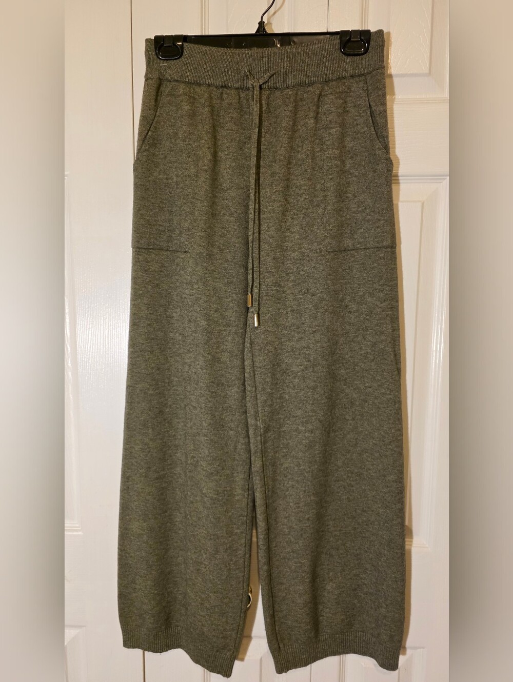 Olive Green Wide Leg Knit Lounge Pants - Casual Drawstring